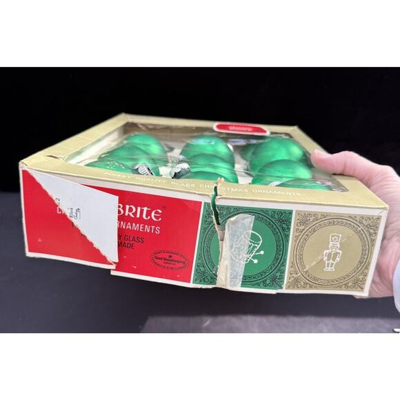 Max Eckardt 1967 Shiny Brite Mercury Ornaments 1 Box In A Lovely Green Color - Picture 3 of 8